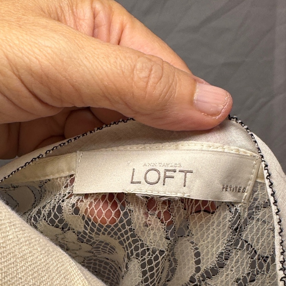 LOFT Cream Lace Blouse - Picture 9 of 16